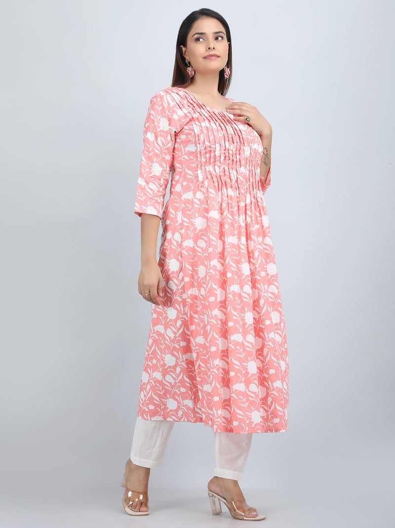Shifory Floral Print Pink Kurta & Pant Set for Women - Image 4